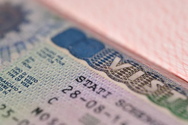 Close Page Document Foreign Passport Travel European Visa Tourist Italian — Stock Photo, Image