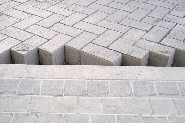Gray Paving Blocks Ballast Side View Construction Site Pavement Modern — Stockfoto