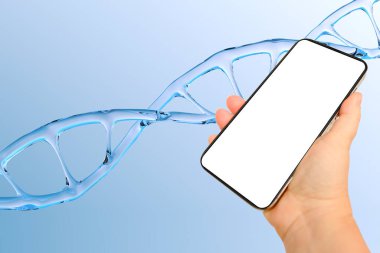 akıllı telefon, cep telefonu beyaz beyaz ekranlı kadın şahıs, DNA sarmallı, telekomünikasyon, teknoloji her gün, bankacılık, yatırım, insanlarla iletişim, yardım hattı, tele pazarlama