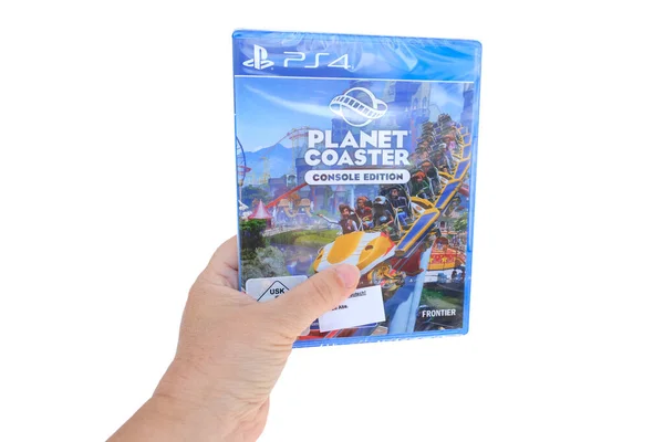 New Virtual Console Game Planet Coaster Female Hand Theme Park — Stock Photo, Image