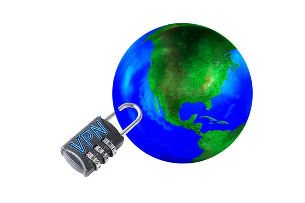 Virtual Private Network Lock Earth Model Control Limiting Use Internet — 스톡 사진