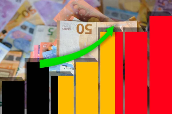 Papier Eurobankbiljetten Belgische Vlag Gestructureerde Achtergrond Van Grafiek Concept Bankieren — Stockfoto