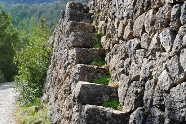 Escada Pedra Terraços Montanha Agricultura Montanhas Bela Paisagem Estrada Rural — Fotografia de Stock