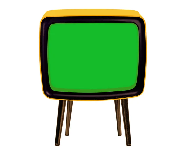 Eski Model Analog Televizyon Yeşil Boş Ekran 1970 1980 Konsept — Stok fotoğraf