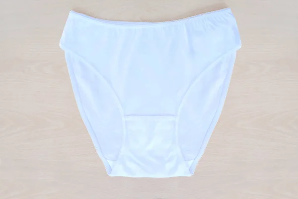 Dámské Bílé Bavlněné Spodní Prádlo Kalhotky Pozadí Zblízka Koncept Dámského — Stock fotografie