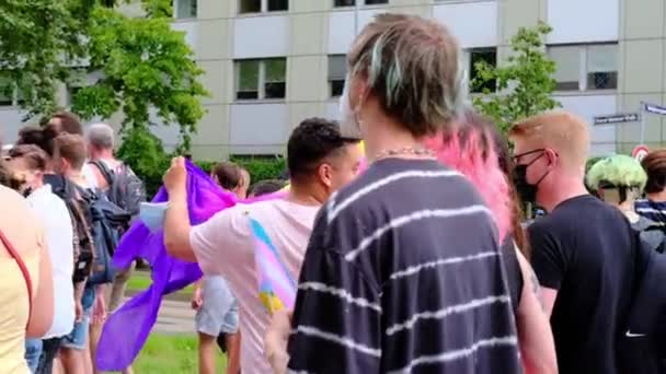 Frankfurt Juli 2021 Peserta Gerakan Lgbt Internasional Parade Kebanggaan Gay — Stok Video