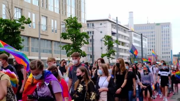 Frankfurt Julio 2021 Participantes Del Movimiento Lgbt Internacional Desfile Del — Vídeo de stock