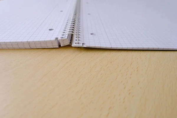 Top View Opened Checkered Notebook Spiral Notice School Office Lie — Stok fotoğraf