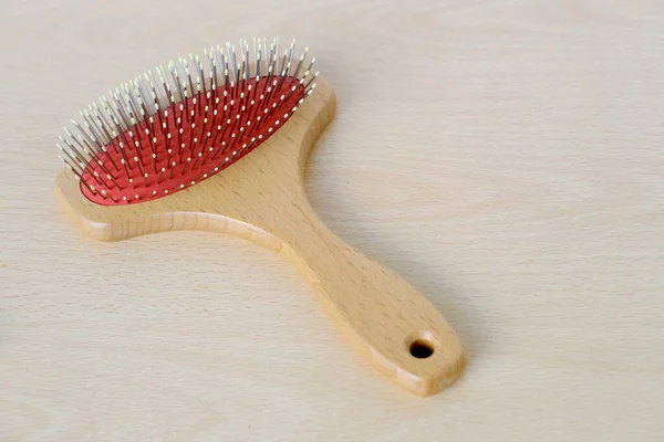 Wide Wooden Comb Metal Teeth Longitudinal Transverse Combing Tools Hair — Stock Photo, Image