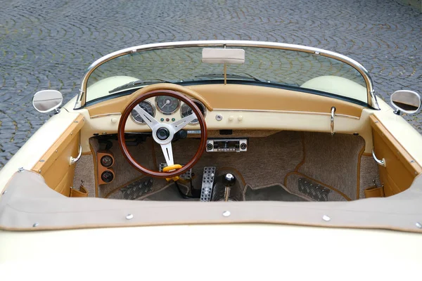 Close Detalhe Interior Conversível Vintage Cabriolet Retro Carro Esporte Cabrio — Fotografia de Stock