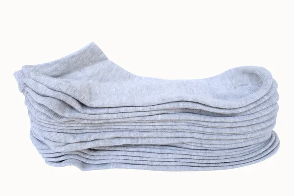 Büyük Bir Paket Yeni Ayak Bileği Gri Pamuklu Çorap Beyaz — Stok fotoğraf