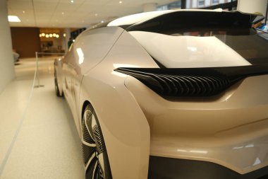 NIO modeli EVE, özerk akıllı sürücünün geleceği, Nio 'nun konsept elektrikli arabası, Next Generation Concept Vehicle' ın dikiz aynası, elektrikli araba yeniliği, Frankfurt - 1 Temmuz 2023