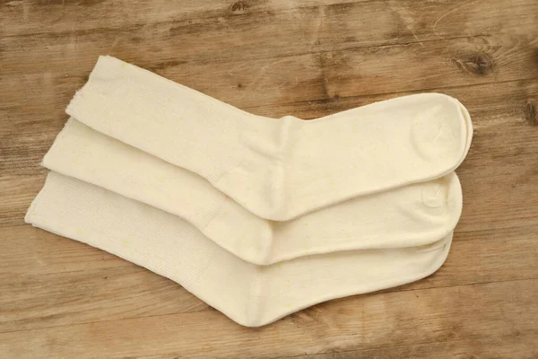 Bawełniane Białe Naturalne Skarpetki Słabą Gumką Skarpety Medyczne Specjalne Produkty — Zdjęcie stockowe
