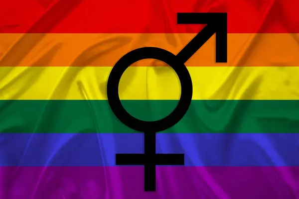 LGBT rainbow flag, Pride flag, Freedom flag, international symbol of the lesbian, gay, bisexual and transgender community on silk