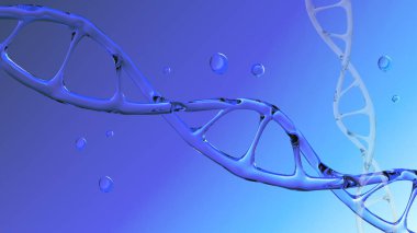 Cam sarmallı insan DNA yapısı, mavi zemin üzerinde deoksiribonükleik asit, nükleik asit molekülleri, insan genomu, geliştirme bilimi, bilgi, kromozom değişimi, üç boyutlu görüntüleme, kopyalama alanı