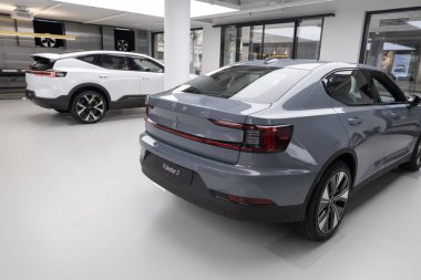 Direksiyon simidi elektrikli Volkswagen ID.7 beş kapılı araba, İçişleri, kokpit, Volkswagen Grubu üreticisi, dijital panel enstrümanları, otomotiv teknolojisi, Wiesbaden, Almanya - 25 Ocak 2024 