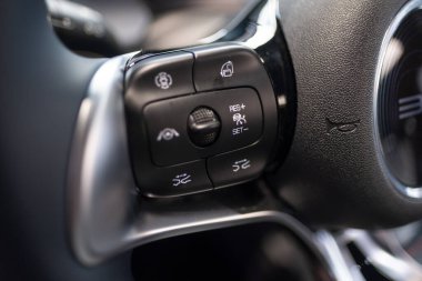 BYD ATTO 3 Car Electric Car, ergonomik düğme anahtarları, direksiyonda joystick, EV Çinli BYD üreticisi, dahili ekipman, otomotiv endüstrisinde teknoloji, Frankfurt - 31 Ocak 2024