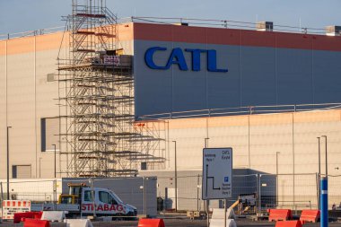 Yeni inşa edilen batarya üreticisi Çağdaş Amperex Teknoloji CATL, Avrupa 'daki Çin' deki her pil fabrikası, sürdürülebilir kalkınma, Arnstadt, Almanya 'daki Üretim Sektörü - 05 Şubat 2024