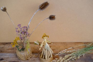 ritual doll made of straw, grass in honor rich harvest, scarecrow for fertility, old toy, amulet for children, folk art harvesting, ritual object symbolism of disguised character, pagan ritual tree clipart