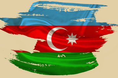 yaratıcı ulusal grunge bayrağı, bej izole arka plan üzerinde fırça darbesi Azerbaycan bayrağı, politika konsepti, küresel iş dünyası, uluslararası işbirliği