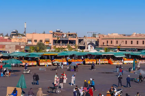 Folkmassor Turister Gamla Gator Marrakech Natten Jamaa Fna Square Tradition — Stockfoto