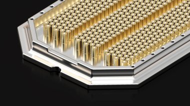 Metal tramvay kaykay platformu, hücre modülleri, akümülatörler, 3D Render Grafiksel Render Graphic