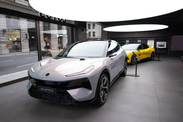 stock image new grey Electric Hyper-SUV Lotus Eletre in showroom, British exciting sports car Lotus Cars Limited Engineering, Lotus NYO in China, technology in automotive industry show in - May 22, 2024