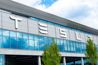 Gigafactory Berlin-Brandenburg Tesla, Automotive industry manufacturing location in Europe, sustainable and efficient facility yet, Berlin, Germany - April 26, 2024 clipart