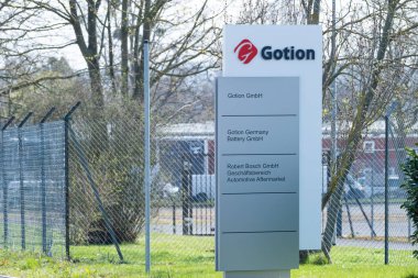 Gotion Company 'nin logosu, yüksek teknoloji şirketi Limited, lityum iyonu ve lityum demir fosfat pilleri, enerji deposu, Goettingen, Almanya - 31 Mart 2024