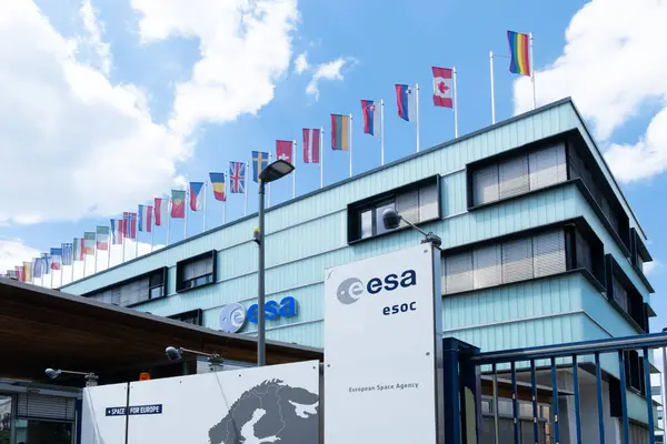 stock image European Space Agency, European Space Operations Centre, ESA, ESOC logo, telecommunications, navigation, monitoring, Gateway to cosmic innovation, Darmstadt, Germany - 26 June, 2024 