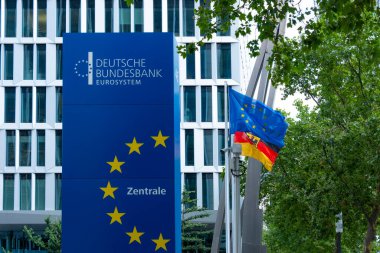 Plaque Federal Merkez Bankası Federal Cumhuriyet Almanya imzası, Deutsche Bundesbank Eurosystem, kontrol enflasyonu, Merkez Bankası Almanya Frankfurt, Hessen, Almanya - 22 Temmuz 2024