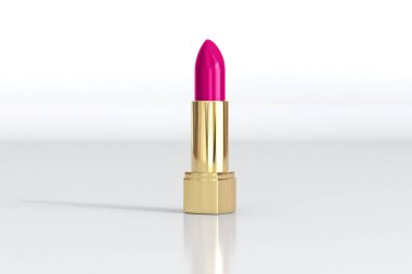 Hafif yüzeyde zarif altın renkli ruj, zamansız alımlı doğal güzellik ürünlerini temsil ediyor güzellik ve moda blogları için mükemmel, makyaj ürünü, 3D görüntüleme.