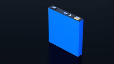 blue prismatic cell, rectangular lithium ion phosphate LFP battery for modern electric vehicles and energy storage, 3d rendering clipart