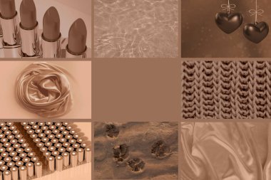 17-1230 Mocha Mousse, texture sophisticated, earthy color 2025. Luxury background with waves and drapery for fashion design industries clipart