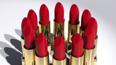 Moda ruj koleksiyonu, doğal kozmetik lüksü, güzellik endüstrisi cazibesi, yüksek kaliteli makyaj tercihleri, kendini şımart, moda blogcusu ürünü, 3D sunum