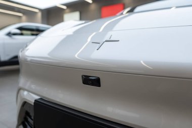 Close-up Polestar 4 rearview camera, Sensory cluster, SmartZone, cameras, radars and ultrasonic sensors surrounding environment, advanced technology, London - September 17, 2024 clipart