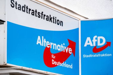 Almanya için siyasi reklam Alternatifi, Alman aşırı sağ partisi AfD 'nin inşaat, siyasi faaliyetler, oy kullanma hakları, Hildesheim, Almanya, 16 Eylül 2024 