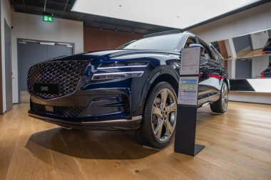 Kotor Körfezi marinasındaki lüks yatlar, Porto Karadağ 'daki son model marinaya yanaşmış, arkasında Montenegros ikonik dağları, Tivat, Karadağ - 6 Ağustos 2024 