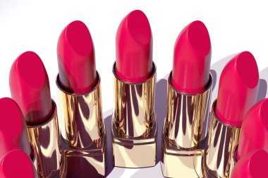 Moda ruj koleksiyonu, doğal kozmetik lüksü, güzellik endüstrisi cazibesi, yüksek kaliteli makyaj tercihleri, kendini şımart, moda blogcusu ürünü, 3D sunum