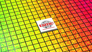 Tayvan yarı iletken üretim şirketi TSMC logosu, Tayvan yarı iletken üretimi, çip üretimi, IC üretimi, Silikon Wafer, Nanoteknoloji, 3D render, Frankfurt - 13 Mart 2025