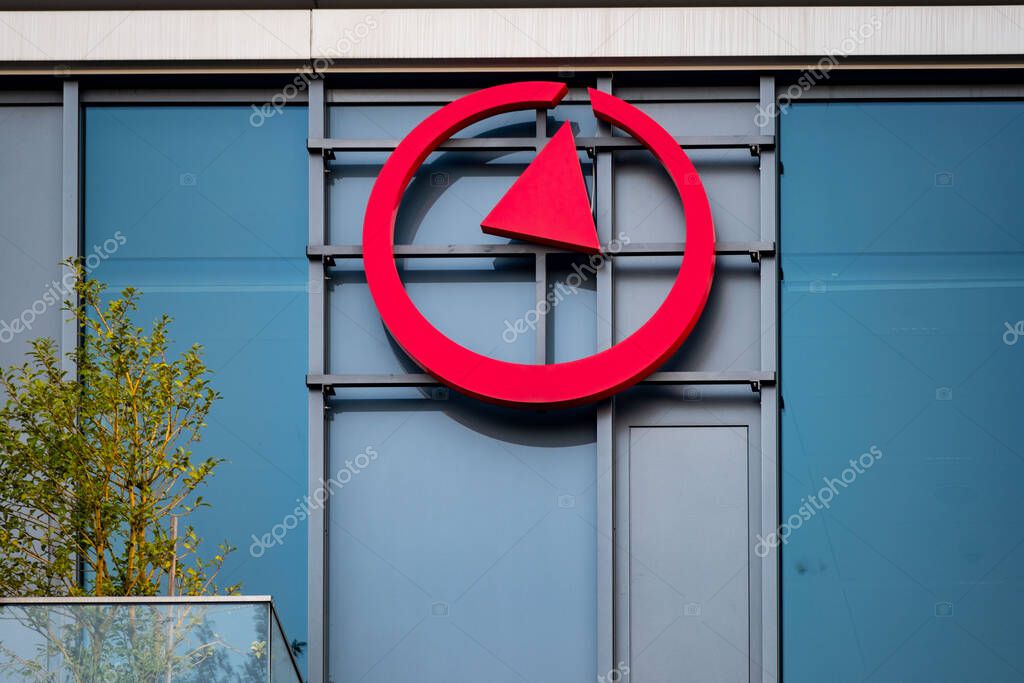 Takeda logo on modern Takeda Pharmaceutical Company Limited office building, pharmaceutical innovation and healthcare solutions, professional services in Germany, Frankfurt - February 9, 2025