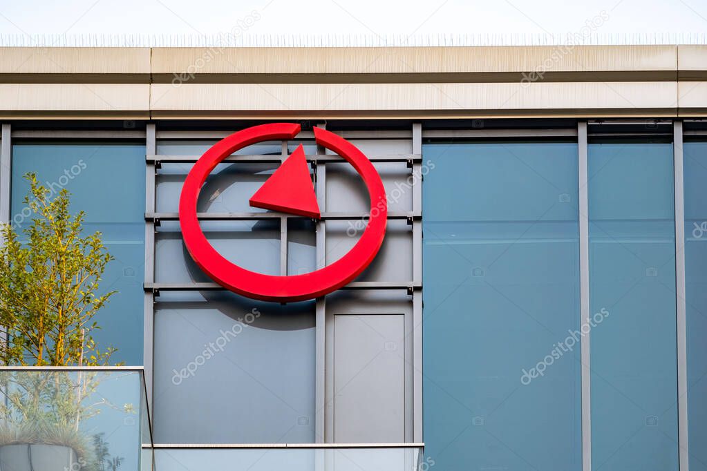 Takeda logo on modern Takeda Pharmaceutical Company Limited office building, pharmaceutical innovation and healthcare solutions, professional services in Germany, Frankfurt - February 9, 2025