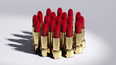 Moda ruj koleksiyonu, doğal kozmetik lüksü, güzellik endüstrisi cazibesi, yüksek kaliteli makyaj tercihleri, kendini şımart, moda blogcusu ürünü, 3D sunum
