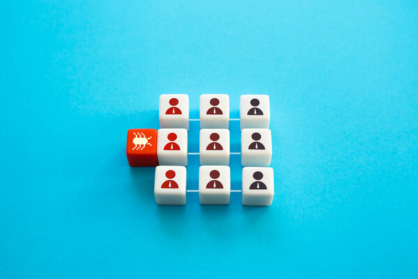 The computer virus infects the team through one member. Corporate system security. Malware. Network defense breakthrough. Security holes and bugs. Espionage and data leakage.