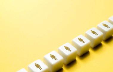 Bloklardaki insanlar semboller. Uzayı kopyala İnsan kaynakları ve iş gücü. Personel alımı ve adaylar.