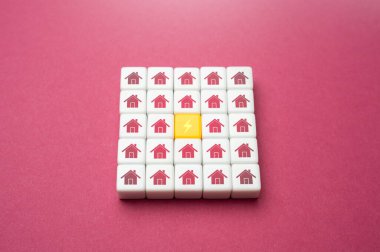 Kaç evin bir enerji kaynağından güç aldığını görselleştirme. Kamu hizmetleri hizmetleri. Mühendislik ağları. Maliyetleri ve çevresel etkileri azaltmak için elektriğin verimli kullanımı.