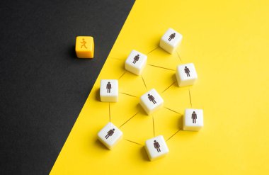 Takımdan ayrıl. Gruptan kaç. Beceriksiz bir çalışanın kovulması. Katılmayı reddedersen moralin bozulur. Konformist değil. Yeni olanaklara ve fırsatlara açık. İşi bırak..