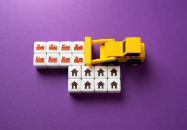 Endüstriyi ve üretimi yerleşim alanlarından ve şehirlerden çıkarın. Endüstrilerin şehir merkezlerinden taşınmasının ekonomik, sosyal ve çevresel etkileri. Kirliliği, gürültüyü ve güvenlik endişelerini hafiflet