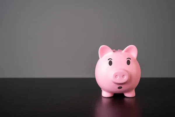 Surprised pig piggy bank. How to keep savings. Safe investment. Financial literacy. Banking secrecy. Audit and accounting. How to pay taxes. Economic forecasting. Finance guide. Retirement planning