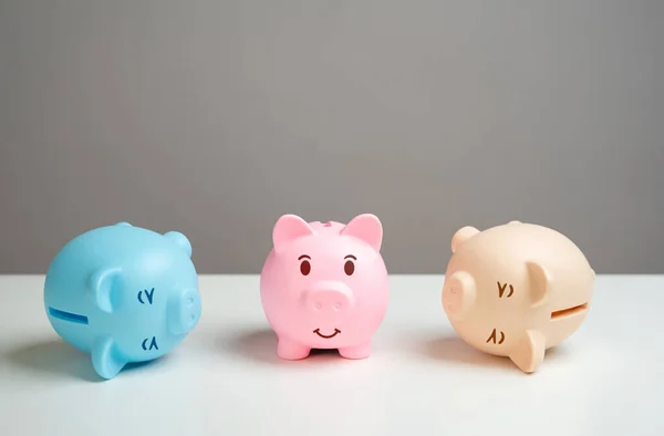 A reliable way to save money. One of the piggy banks\' piggy banks stood on its feet after the crisis and adversity. Refinancing of debts. Economic depression. Depletion of savings. Exorbitant expenses